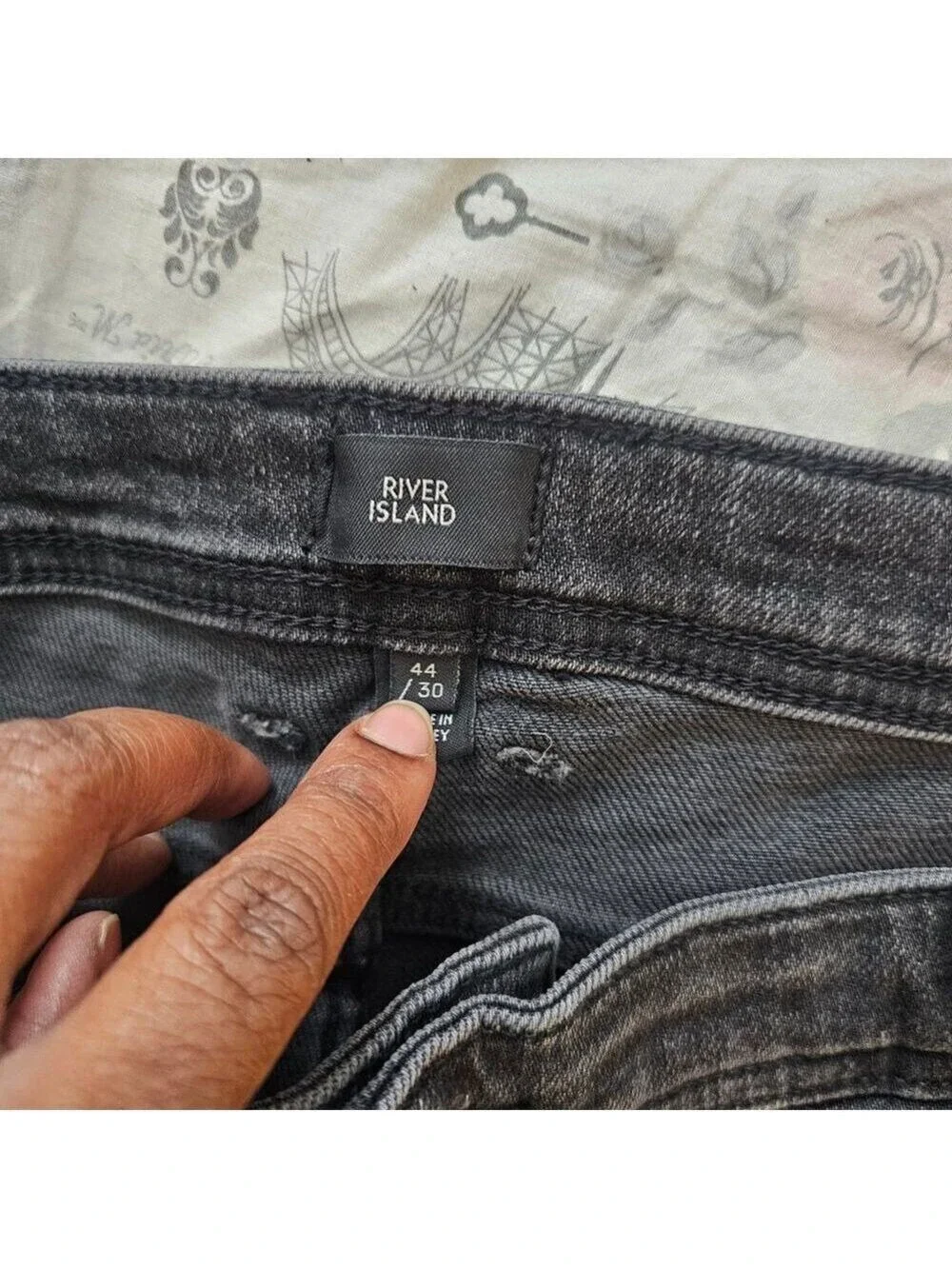 River Island Black Men Skinny Stretch Jeans Size 44x30